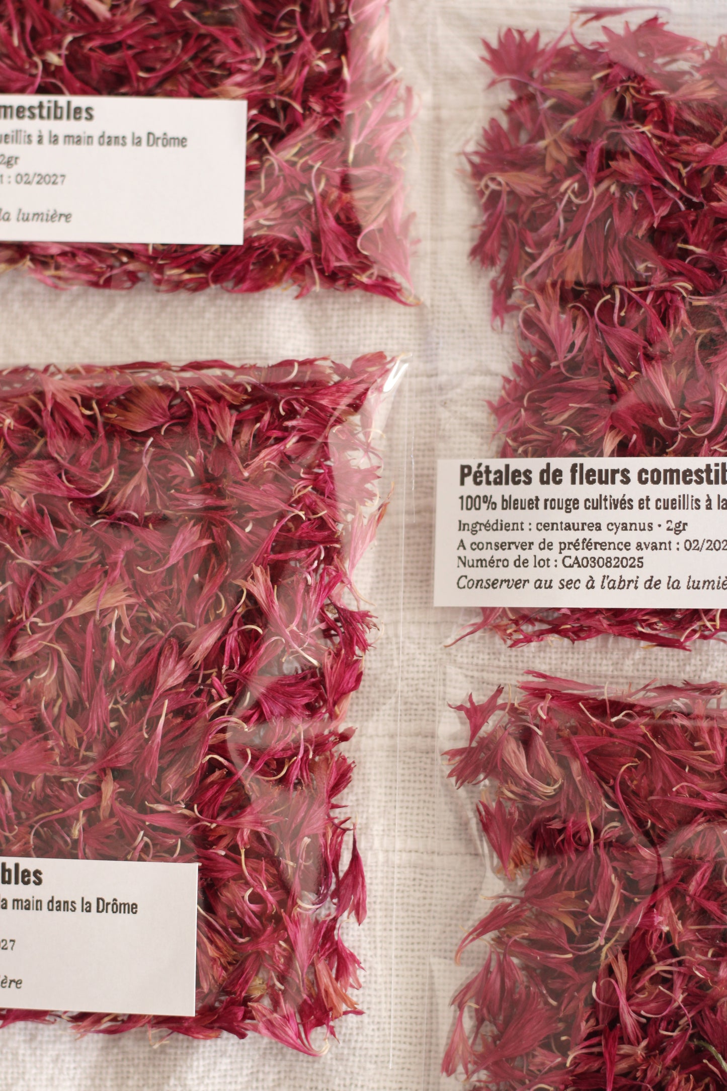pétales comestible bleuet rouge